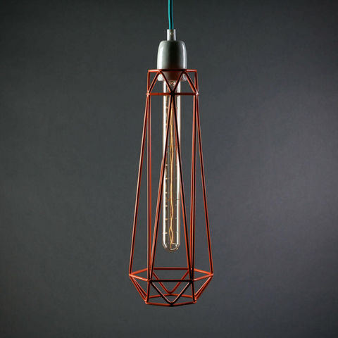 Filament Style - Hanging lamp-Filament Style-DIAMOND 2 - Suspension Orange câble Gris Ø12cm | L